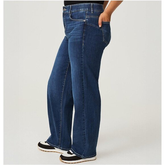 Women's Plus Size Wide Leg High-Rise Jeans Comfort Fit Stretch Cotton - Picture 5 of 7